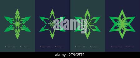 Set von bunten vier Sternen - für Weihnachtsfeier Einladung, Dekoration, festliche Textur isolierte Vektor-Set Stock Vektor