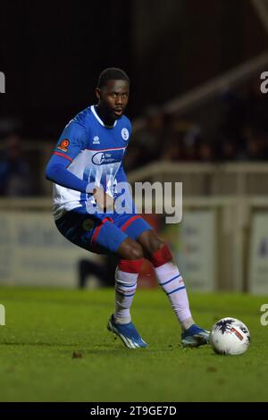 Mani Dieseruvwe von Hartlepool United während des Spiels der Vanarama National League zwischen Hartlepool United und Bromley im Victoria Park, Hartlepool am Samstag, den 25. November 2023. (Foto: Scott Llewellyn | MI News) Credit: MI News & Sport /Alamy Live News Stockfoto