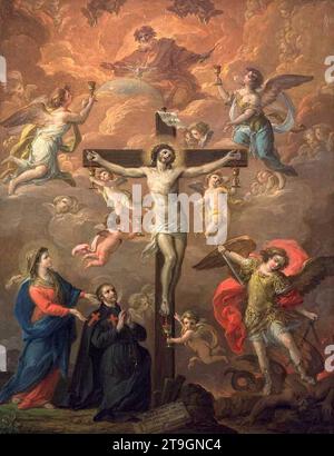 Kreuzigung mit St. Michael - von Antonio Gonzalez Velazquez Stockfoto