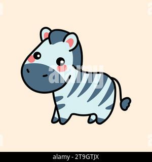 Zebrafarbenelement. Handgezeichnete Tiere. Zeichentrickfigurensatz. Isolierte Vektordarstellung. Stock Vektor