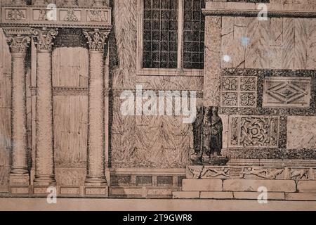 Venedig, Italien - 9. November 2023: Dogenpalast (Palazzo Ducale) und Kirche San Giorgio di Maggiore im Hintergrund vom Markusplatz aus gesehen Stockfoto