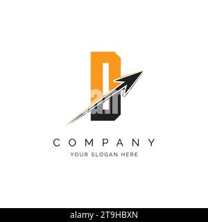 Illustration der Vorlage „D Letter with Arrow Logo“ (Buchstabe mit Pfeil). D Alphabet Concept Design Moderne Vektor-Monogramm-Symbol Stock Vektor