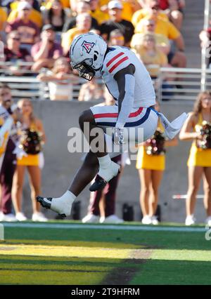 Tempe, Arizona, USA. November 2023. Während des NCAA-Fußballspiels zwischen der University of Arizona und der Arizona State University im Mountain America Stadium in Tempe, Arizona. Michael Cazares/CSM/Alamy Live News Stockfoto