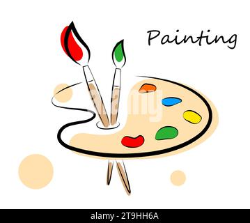 Farben und Pinsel auf weißem Hintergrund Stock Vektor