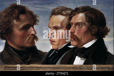 Carl Friedrich Lessing, Carl Sohn und Theodor Hildebrandt 1839 von Julius Hubner Stockfoto