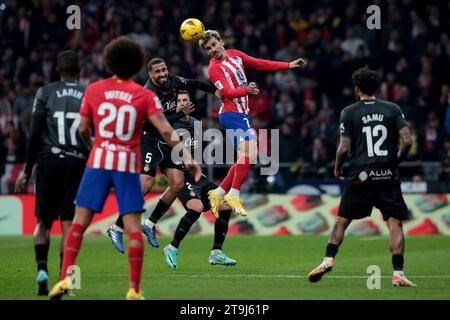 Madrid, Spanien. November 2023. Madrid Spanien; 25.11.2023; Atletico de Madrid schlägt Mallorca 1-0 am 14. Spieltag des spanischen Fußballs. Das Spiel wurde im Civitas Metropolitano Stadion in Madrid, der Hauptstadt des Königreichs Spanien, wiedergegeben. Das Siegertor stammt von Antonine Griezmann und wurde damit der zweitbeste Torschütze in der Geschichte des Colchoneros Atletico de Madrid Tores von Griezmann 64' Credit: Juan Carlos Rojas/dpa/Alamy Live News Stockfoto