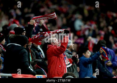 Madrid, Spanien. November 2023. Madrid Spanien; 25.11.2023; Atletico de Madrid schlägt Mallorca 1-0 am 14. Spieltag des spanischen Fußballs. Das Spiel wurde im Civitas Metropolitano Stadion in Madrid, der Hauptstadt des Königreichs Spanien, wiedergegeben. Das Siegertor stammt von Antonine Griezmann und wurde damit der zweitbeste Torschütze in der Geschichte des Colchoneros Atletico de Madrid Tores von Griezmann 64' Credit: Juan Carlos Rojas/dpa/Alamy Live News Stockfoto