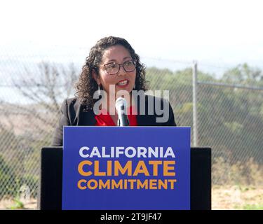 Vallejo, KALIFORNIEN – 16. September 2022: Cristina Garcia, Mitglied der kalifornischen Versammlung auf der Pressekonferenz von Gouverneur Newsom. Stockfoto