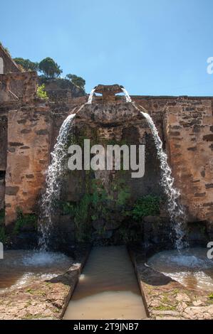 Huasca de Ocampo, Hidalgo, Mexiko - 2023: Santa María Regla Hacienda, eine ehemalige Bergbauhacienda, die heute in ein Hotel umgewandelt wurde Stockfoto