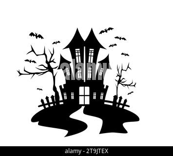 Ein gruseliges Haus, das den halloween-Illustrator verprügelt Stock Vektor