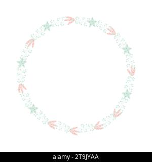 Eine Kompositionsvorlage aus Meerespflanzen, ideal für Postkarten, Drucke, Einladungen, Geburtstagsgrußkarten. Nahtloser Rand. Vektorabbildung Stock Vektor