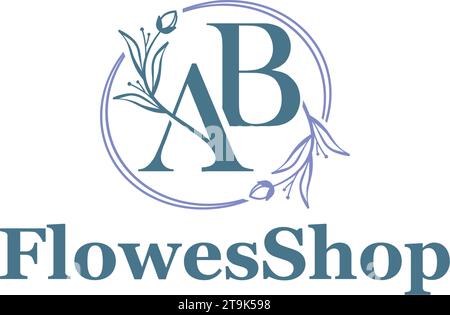 Flacher Buchstabe Mark Initial Flower Shop Logodesign Stock Vektor