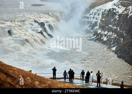 Gullfoss Wasserfall in der Schlucht des Flusses Hvítá im Südwesten Islands Stockfoto