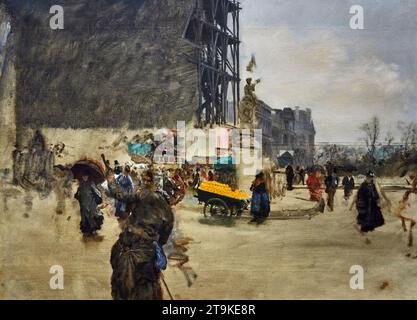 Place des Pyramides - olio su tela - Giuseppe de Nittis - 1876 - Milano, GAM, Galleria d’Arte Moderna Stockfoto