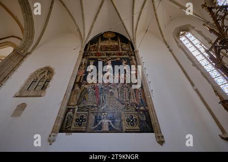 Details eines Gemäldes in der Lutherischen Kathedrale von Sibiu oder Evangelischen Stadtpfarrkirche in Sibiu, Rumänien 1. August 2023. Foto von Tim Chong Stockfoto