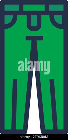 Lineares Farbpiktogramm klassischer Herrenjeans. Freizeitkleidung und Schuhe. Garderobenartikel für einen modernen, modischen Look. Einfache Konturkonturvektoren Stock Vektor