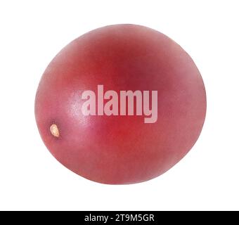 Passionsfrucht Ganzes isoliert auf weißem Hintergrund mit Schneidepfad, Element des Verpackungsdesigns. Volle Schärfentiefe. Stockfoto
