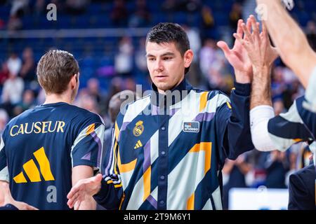 Madrid, Spanien. November 2023. Gabriel Deck von Real Madrid vor dem Spiel der spanischen ACB-Liga zwischen Real Madrid und Morabanc Andorra im Wizink Center in Madrid, Spanien. Quelle: Unabhängige Fotoagentur/Alamy Live News Stockfoto