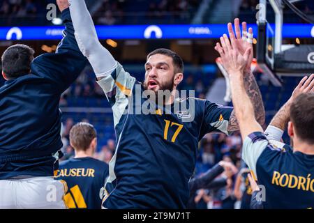 Madrid, Spanien. November 2023. Vincent Poirier von Real Madrid vor dem Spiel der spanischen ACB-Liga zwischen Real Madrid und Morabanc Andorra im Wizink Center in Madrid, Spanien. Quelle: Unabhängige Fotoagentur/Alamy Live News Stockfoto