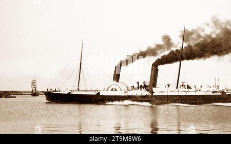 Paddeldampfer verlassen Dun Loaghaire (Kingstown), Dubiln, Irland, viktorianische Zeit Stockfoto