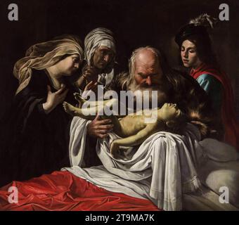 Elijah lässt den Sohn der Witwe aus Zarephath 1600-10 von Rutilio Manetti wiederbeleben Stockfoto