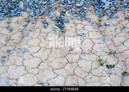 Durch trockenes Klima zerrissener Boden. Konzept des Klimawandels. Stockfoto