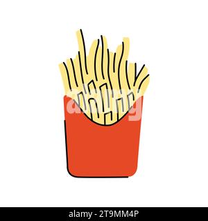 Farbelement Pommes frites. Cartoon Street Food. Isolierte Vektordarstellung. Stock Vektor