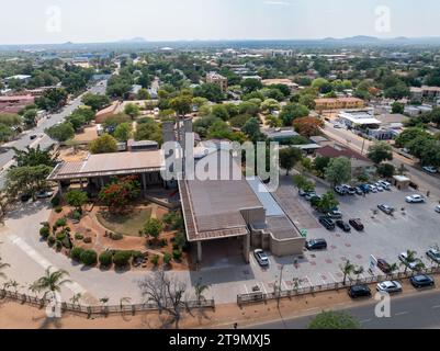 Aus der Vogelperspektive der anglikanischen Diözese Botswana, Kathedrale des Holly Cross, Wohngebiet im Stadtzentrum von Gaborone, Botswana, Stockfoto