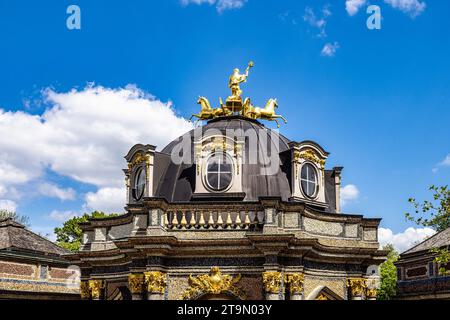 Blick auf den Neuen Palast, Neues Schloss im Park der historischen Eremitage, Eremitage in der Nähe der Stadt Bayreuth, Bayern, Region Oberfrankreich, Deutschland Stockfoto