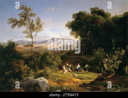 Landschaft inspiriert von The View of Frascati 1822 von Achille-Ätna Michallon Stockfoto