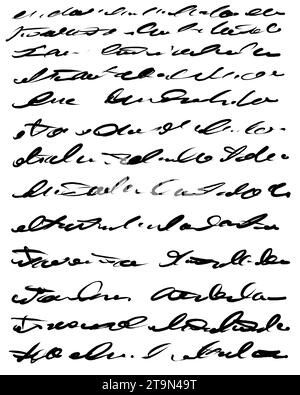 Abstrakter handschriftlicher Text, Notizen, Kritzeleien, Stockfoto