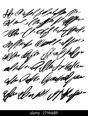 Abstrakter handschriftlicher Text, Notizen, Kritzeleien, Stockfoto