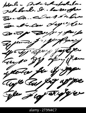 Abstrakter handschriftlicher Text, Notizen, Kritzeleien, Stockfoto