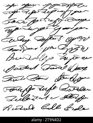 Abstrakter handschriftlicher Text, Notizen, Kritzeleien, Stockfoto