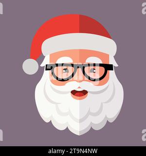 Fröhlicher Weihnachtsmann mit Brille und Bart Vektor Illustration Stock Vektor
