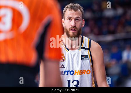 Madrid, Spanien. November 2023. Sergio Rodr'guez von Real Madrid während des Liga-Endesa-Spiels zwischen Real Madrid und Morabanc Andorra im Wizink Center. Endergebnis: Real Madrid 85:76 Morabanc Andorra. Quelle: SOPA Images Limited/Alamy Live News Stockfoto