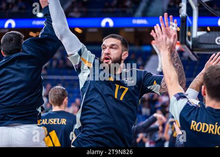 Madrid, Spanien. November 2023. Vincent Poirier von Real Madrid vor dem Liga-Endesa-Spiel zwischen Real Madrid und Morabanc Andorra im Wizink Center. Endergebnis: Real Madrid 85:76 Morabanc Andorra. Quelle: SOPA Images Limited/Alamy Live News Stockfoto