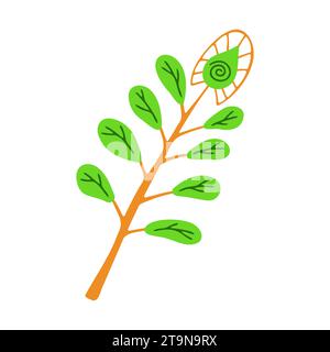 Prähistorische Pflanzenkritzelei. Vektor-Illustration im Cartoon-Stil isoliert auf weißem Hintergrund. Stock Vektor