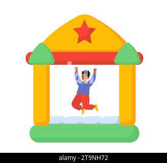 Kinder am Trampolin-Vektorkonzept Stock Vektor