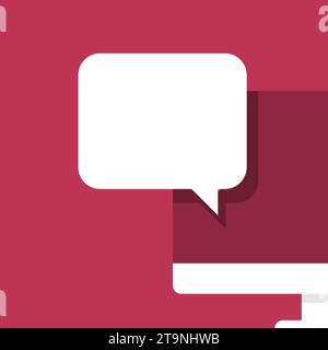 Nachrichtenvorlage auf dem Computer. Eine neue Benachrichtigung wurde auf dem Bildschirm angezeigt. Leere Stelle zum Einfügen von Text und Bild Stock Vektor