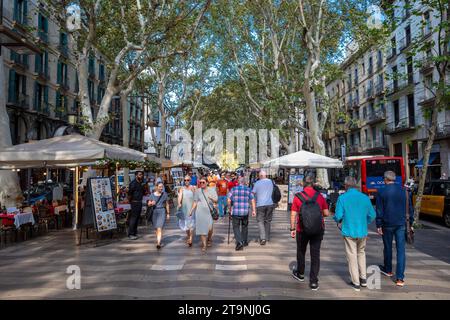 La Rambla Street in Barcelona, Spanien Stockfoto