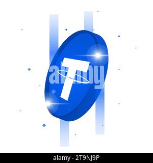 USDT. Illustration digitaler Kryptomünzen für USD. Stock Vektor