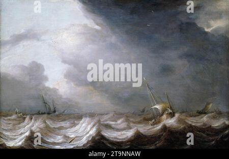 Niederländische Schiffe auf See bei stürmischem Wetter - von Pieter dem Älteren Mulier Stockfoto