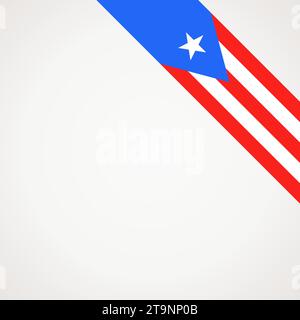 Die schräge Bandflagge von Puerto Rico zeigt eine obere rechte Seitenlinie. Stock Vektor