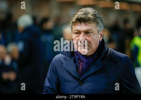 Bergamo, Italien. November 2023. Walter Mazzarri Manager des SAC Napoli wurde während des Spiels zwischen Atalanta BC und SSC Napoli als Teil der italienischen Serie A, Saison 2023/2024, im Gewiss Stadium gesehen. Endpunktzahl: Atalanta 1:2 Napoli. (Foto: Nderim Kaceli/SOPA Images/SIPA USA) Credit: SIPA USA/Alamy Live News Stockfoto