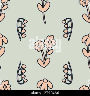 Nahtloses Blumenmuster mit Frühlingsblumenmuster Stock Vektor