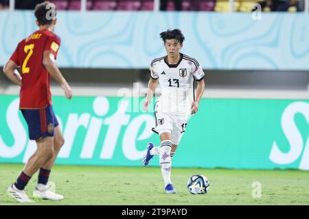 Surakarta, Indonesien. November 2023. Japans Yumeki Yoshinaga beim Achtelfinale der FIFA U-17-Weltmeisterschaft Indonesien 2023 gegen Spanien 2-1 Japan im Manahan-Stadion in Surakarta, Indonesien, 20. November 2023. Quelle: AFLO/Alamy Live News Stockfoto