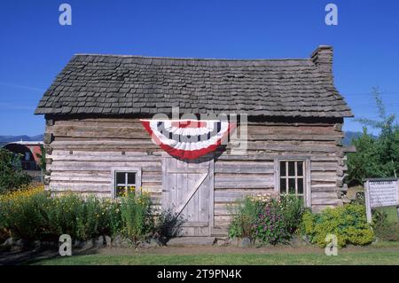 Chandler Hütte im 1880s Park, Haines, Elkhorn National Scenic Byway, Oregon Stockfoto