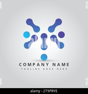 Y Punkte Letter Initial Vector Logo Konzept. Monogramm-Logo für Medien oder medizinische Unternehmen Stock Vektor