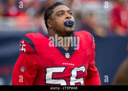 Houston, Texas, USA. 26. November 2023: Kerry Hyder Jr. (56) wurde von den Houston Texans während eines Spiels zwischen den Jacksonville Jaguars und den Houston Texans in Houston, Texas, verteidigt. Trask Smith/CSM Credit: CAL Sport Media/Alamy Live News Stockfoto